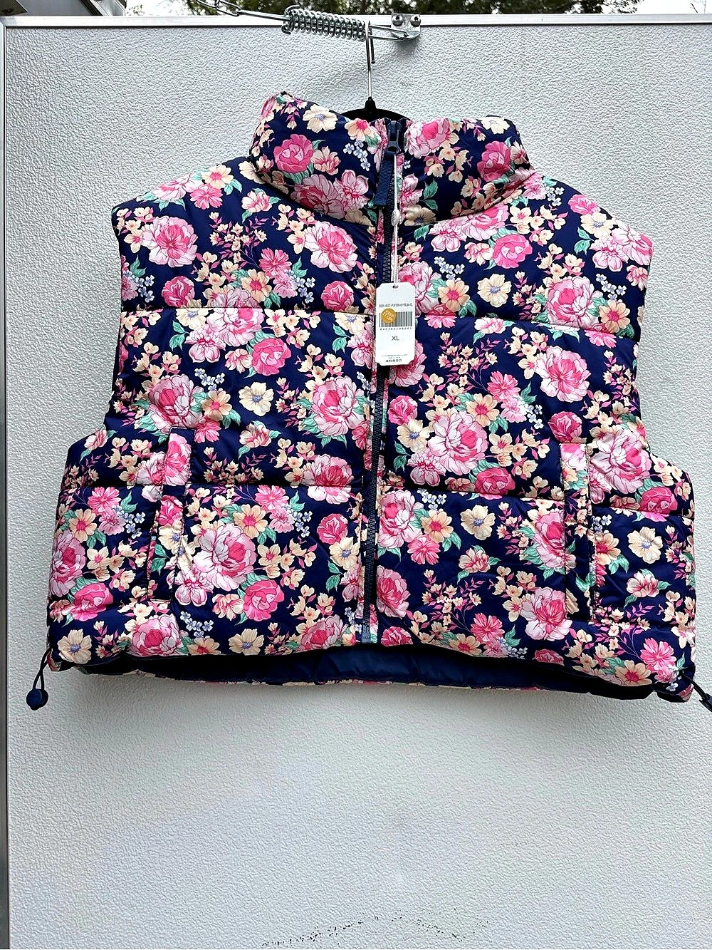 Floral Puffer Vest in Blue & Pink NWT